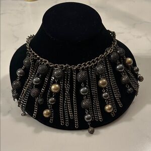 Elegant Black and Gold Statement Necklace